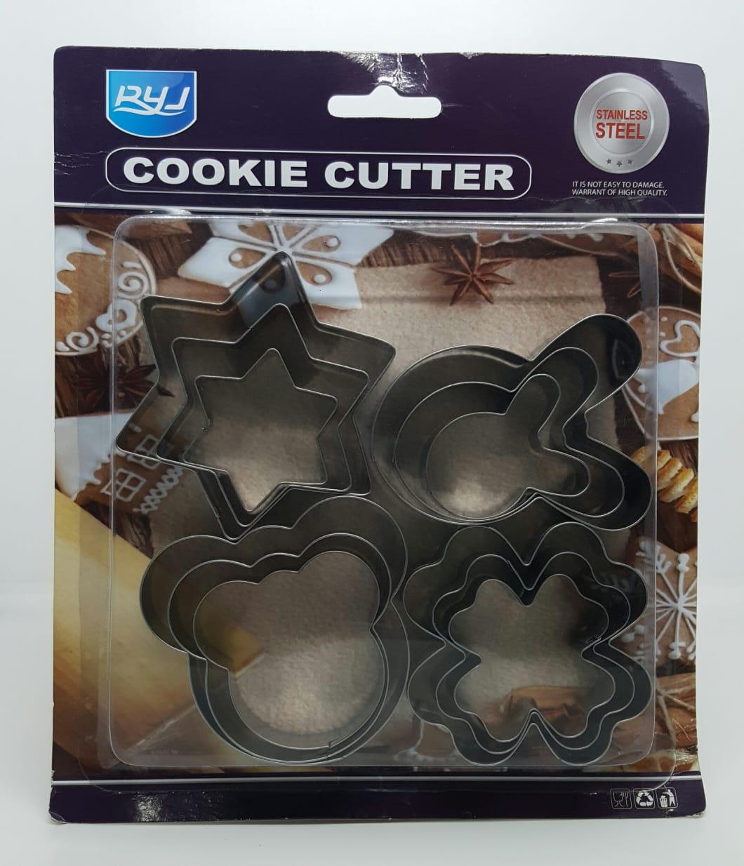 Pack Of 12 - Multi Shape Cookies Cutter - Silver