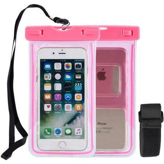 Waterproof Case Bag Transparent Touch Screen Premium Cell Phone Pouch Cover - Pink