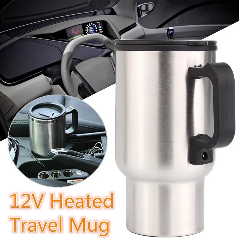 Steel Travel Outdoor Electric Mug 12V Car Charging Electric Kettle Stainless Steel Travel Coffee Mug Cup Heated Thermos 450Ml