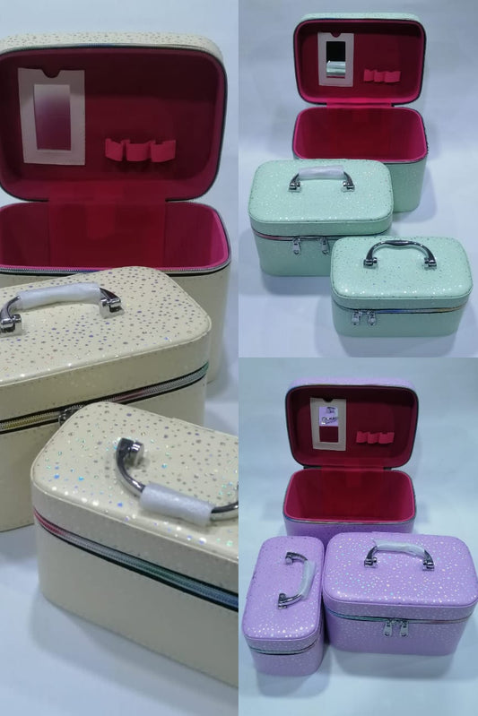 3Pcs Set Pu Leather Jewelry Storage Organizer Zipper Box With Mirror Multifunctional Used To Store Rings, Bracelets, Earrings, Necklaces, Storage Organizer Gift for Woman