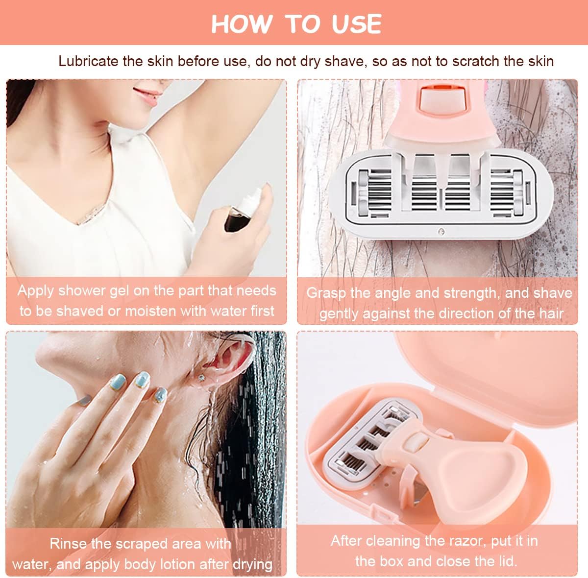 Portable Travel Razor Case Shaving Kit Comfortable Mini Ultra Smooth Hair Removal Razor 55° Rotatable Head Women Razor with Aloe Vera