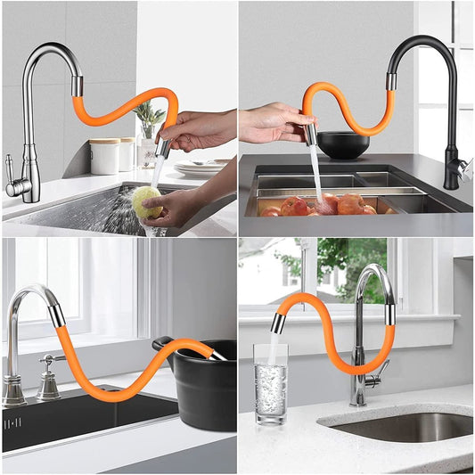 Universal Foaming Extension Tube - 360 Degrees Free Bending Faucet - Lengthening Extender Wash Splash Head Wash Basin Faucet