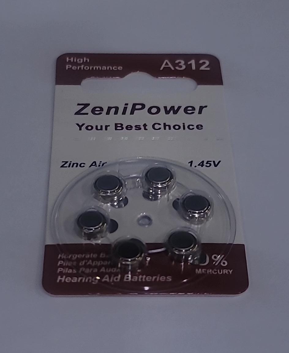 Hearing Aid Batteries Cells Pack of 6 Cells - A312