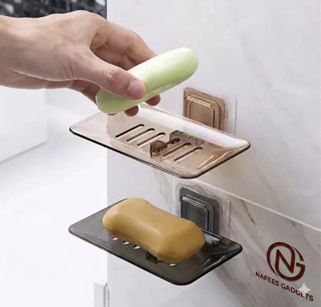 Premium Punch-Free Wall Mounted Soap Box - Self-Adhesive Soap Holder for Bathroom & Kitchen