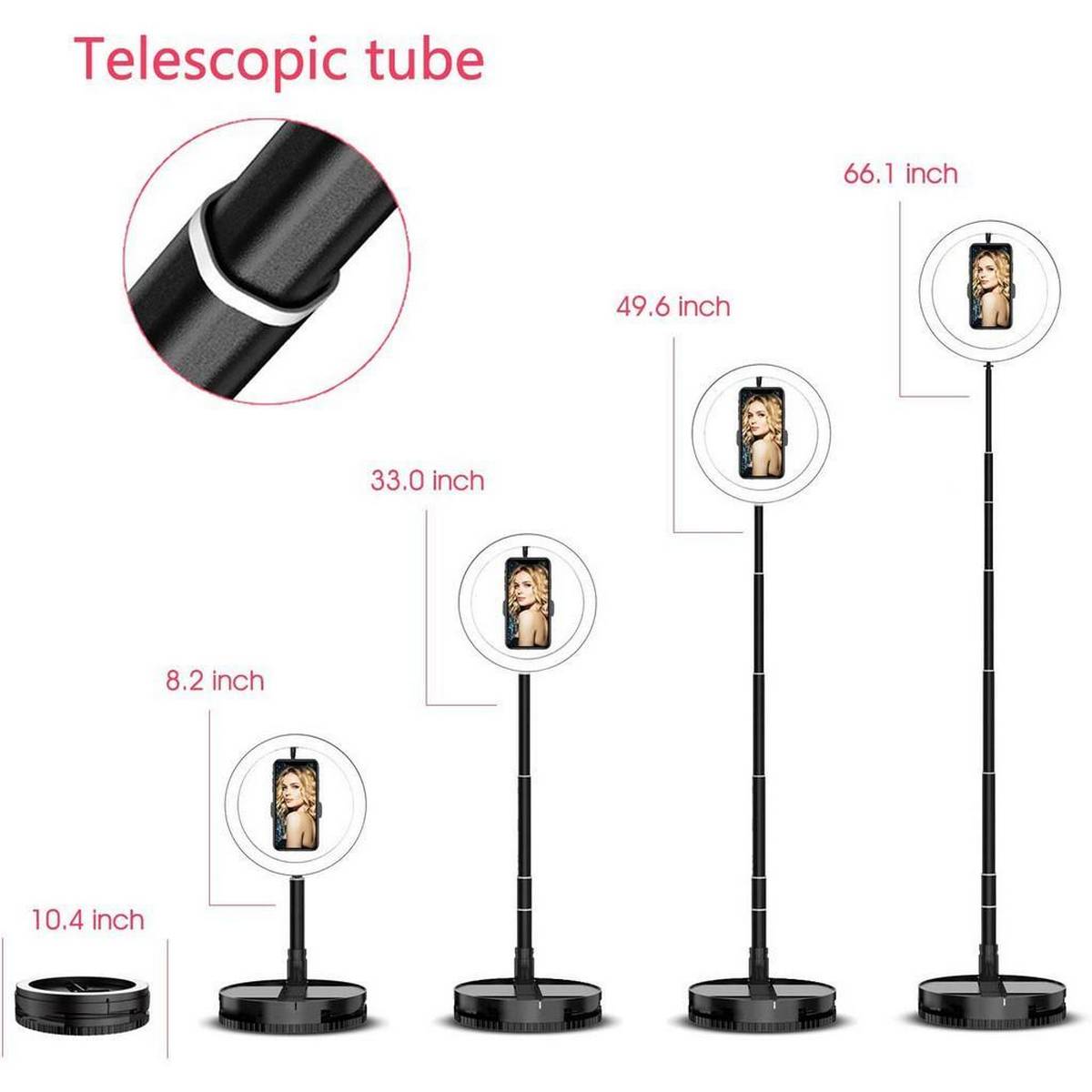 Adjustable Portable Combo Deal 10 Inch Ring Light with Base Stand - Model G1