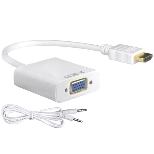 HDMI to VGA Converter Adapter with 3.5mm Audio Cable | Full HD 1080P Male to Female Video Cord for Laptop, PC, Projector, Monitor & TV