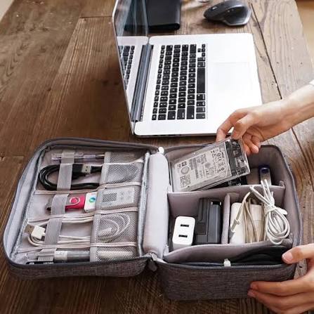 Title: Universal Electronics Organizer Travel Case - Portable Cable, Charger, aur Gadget Storage Bag (Multi-Color Options)