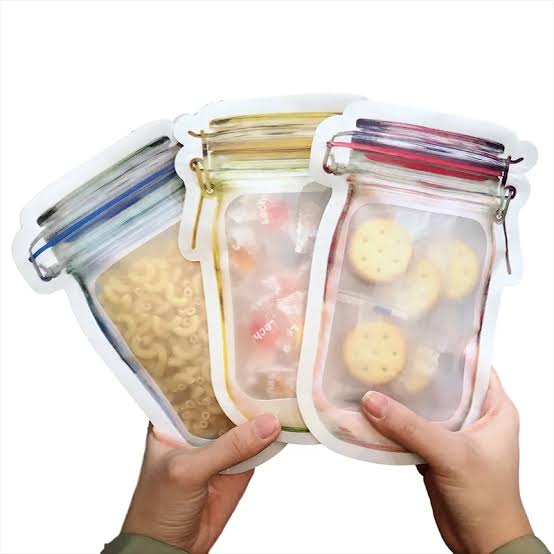 3pcs Reusable Jar Zipper Bags | Leakproof Food Storage Pouch