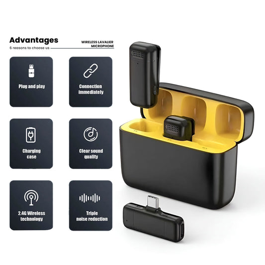 K13 Dual Wireless Lavalier Microphone - Type-C ANC Mic with Charging Case