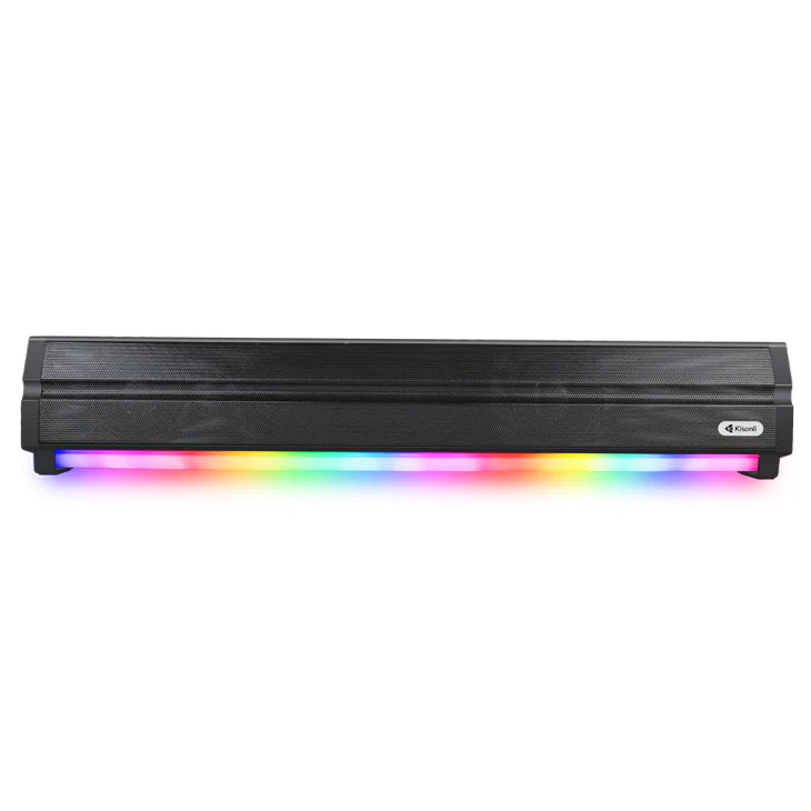 Kisonli LED-802 Wireless Bluetooth Soundbar - RGB Light Multimedia Speaker for PC & TV