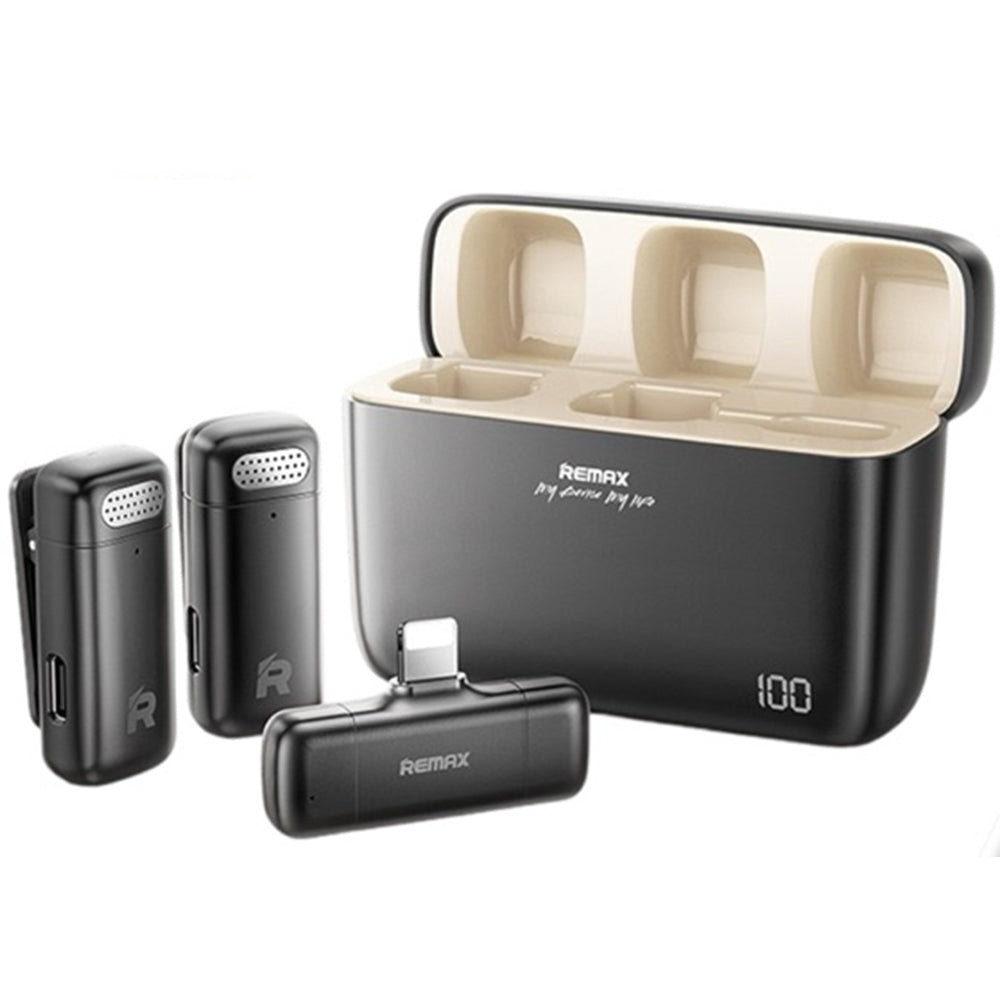 Remax K15 Dual Noise-Cancelling Wireless Lavalier Microphone with Plug & Play, Long Battery Life