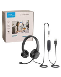STEREO 3.5MM USB HEADSET WITH NOISE CANCELLING