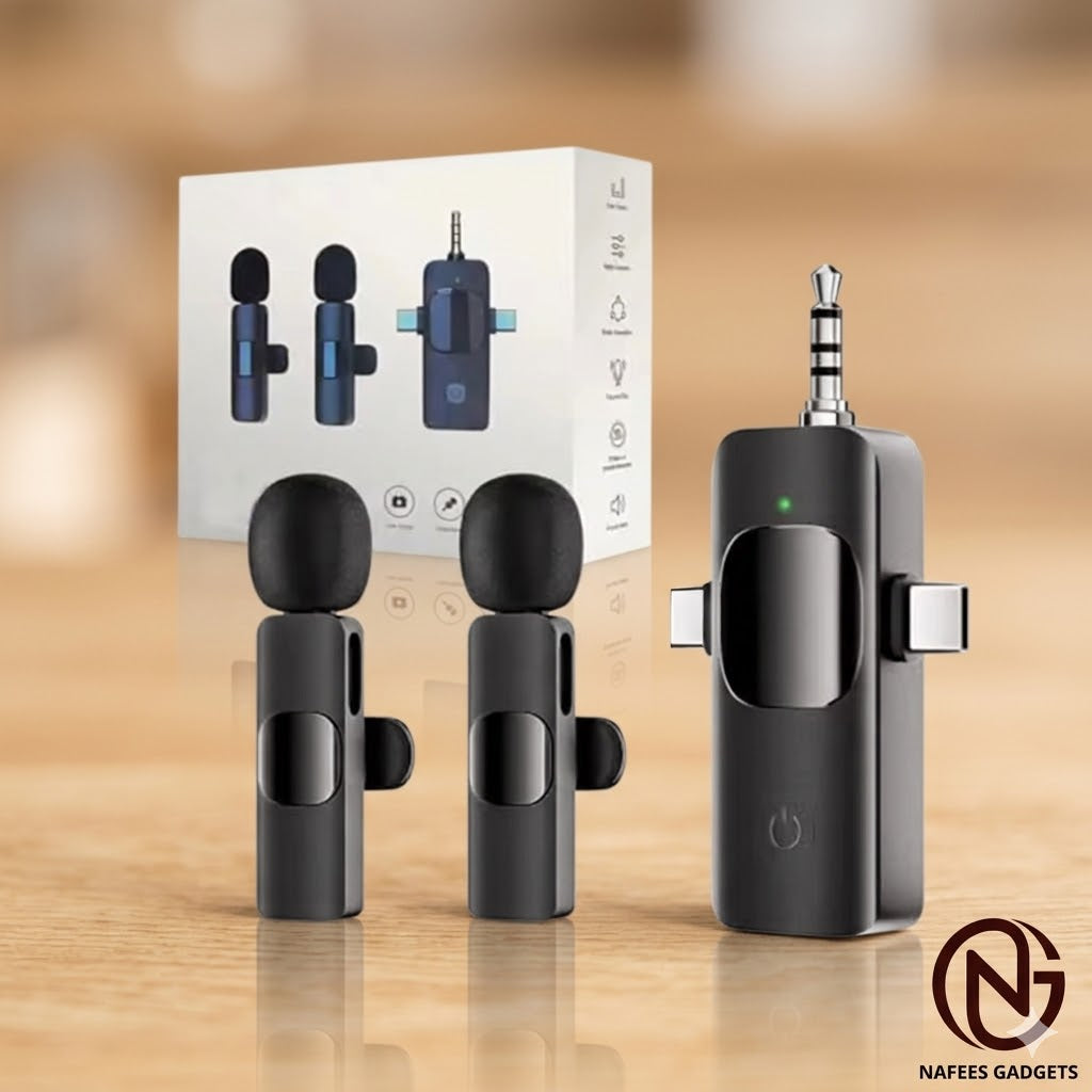 K15 Dual Wireless Lavalier Microphone - Budget Friendly Plug & Play Mic for Vlogging & Interviews