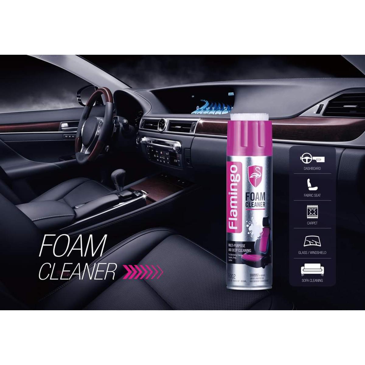 Multi-Purpose Flamingo Foam Cleaning Like Fabric, Carpet, Leather, Vinyl etc. Foam Cleaner - 650ml
