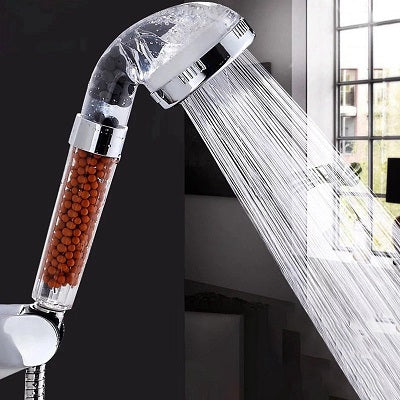 High Pressure Shower Head ionic balls remove chlorine - 3 In 1 High Pressure Ionic Filtration Shower Head Spray Handheld Pressure Ion Filter Hose Transparency Plastic Tube
