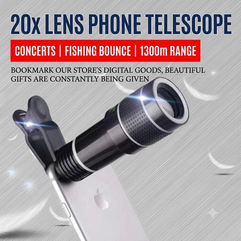 Universal 20X Zoom Mobile Telephoto Lens with Clip - Smartphone Telescope Camera Lens for Wildlife, Sports & Photography (Nafees Gadgets)