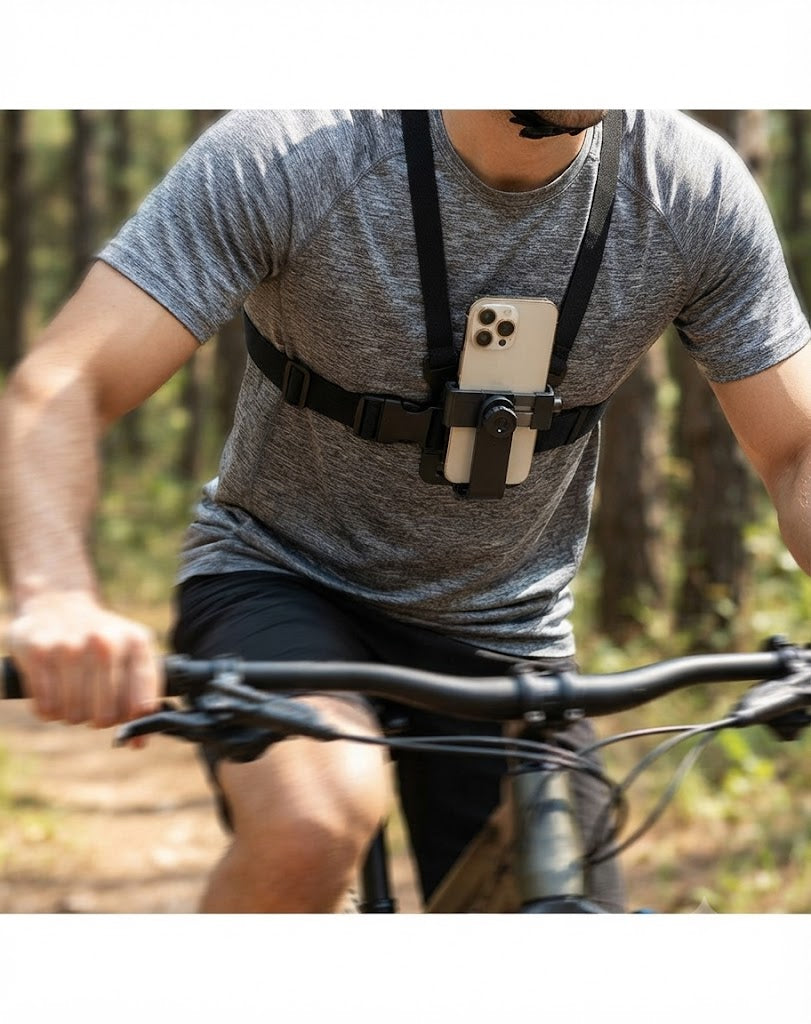 Adjustable Chest Mount Harness Strap for Mobile Phones - Hands-Free POV Vlogging & Action Video Recording