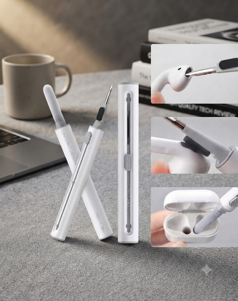 3-in-1 Earbuds Cleaning Pen Kit – Multifunctional Cleaning Tool for Bluetooth Earphones, Headphones & Charging Cases – Nafees Gadgets