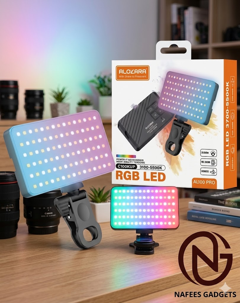 Portable RGB LED Video Light with Clip - Professional Lighting for Vlogging