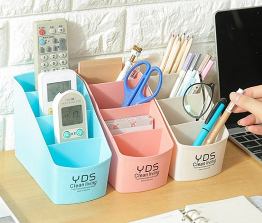 4 Grid Stationary Organizer Multi-Functional Desktop Plastic Pen Pencil Holder Storage Organizer