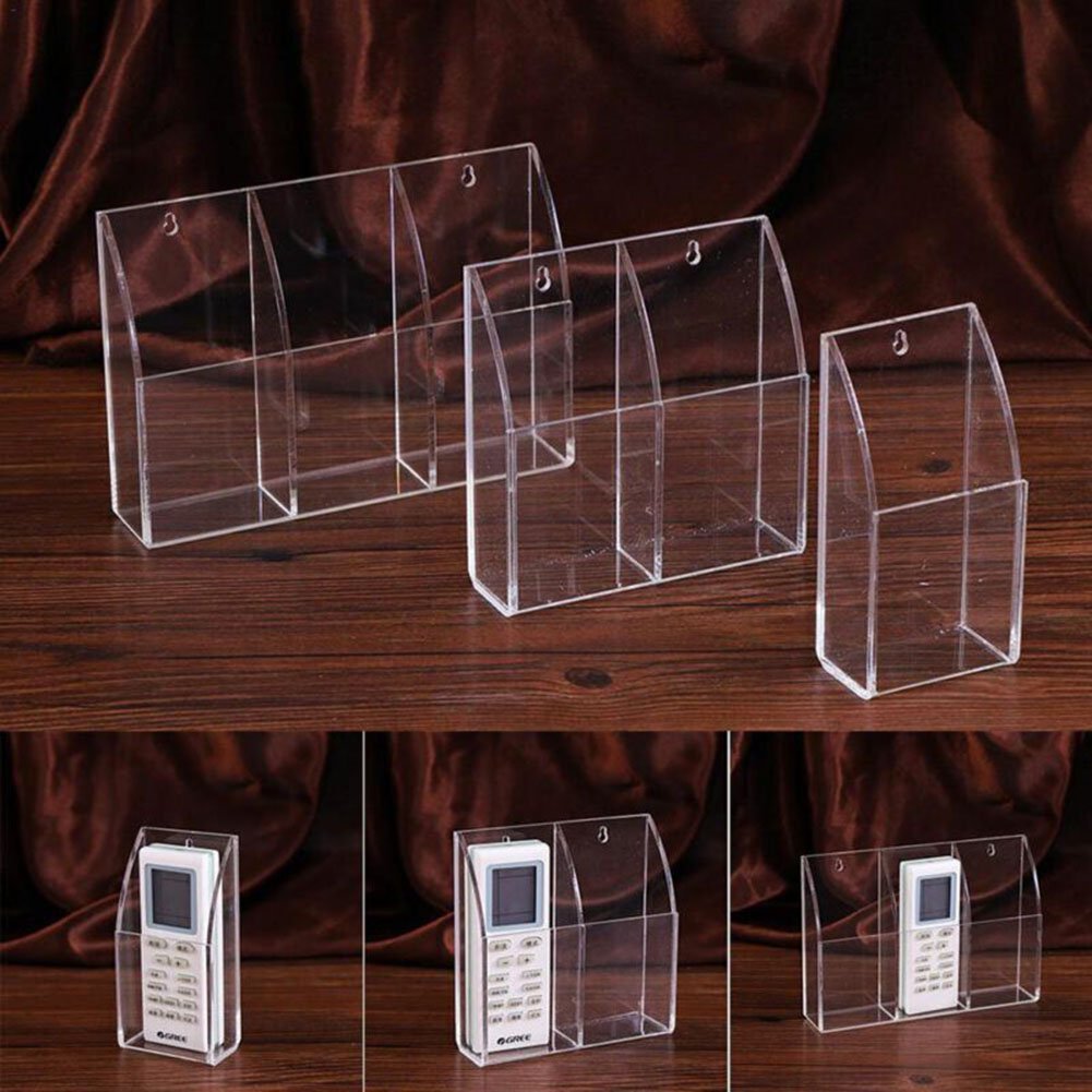 Wall Mounted Clear Acrylic TV Air Remote Holder Conditioner Remote Control / Mobile Storage Holder Organizer Stand