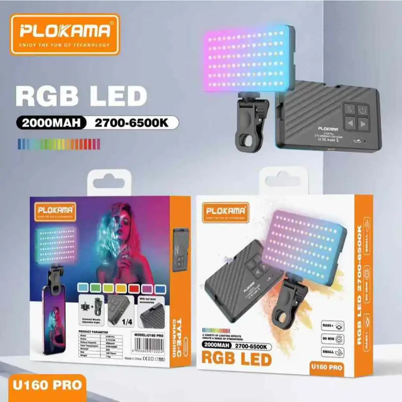 Portable RGB LED Video Light with Clip - Professional Lighting for Vlogging