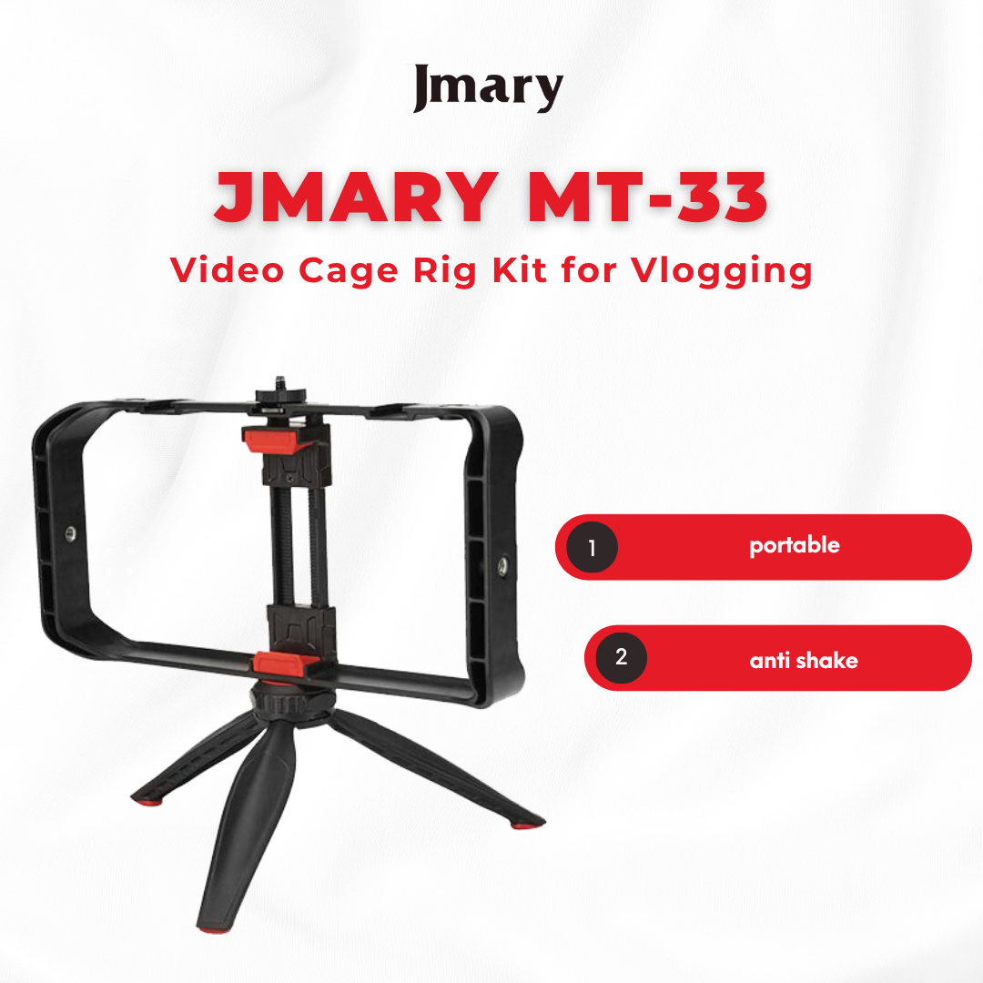 Jmary MT-33 Smartphone Video Rig Cage - Professional Vlogging Stabilizer & Tripod Mount for Content Creators