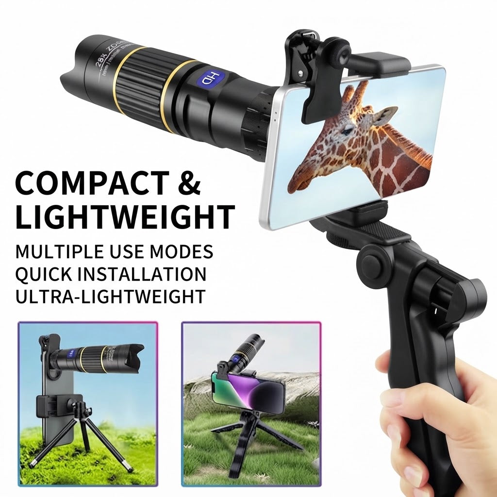 28X HD Telephoto Phone Camera Zoom Lens Kit with Universal Clip and Eyecup - Long Range Zoom for Smartphone Photography and Wildlife Vlogging