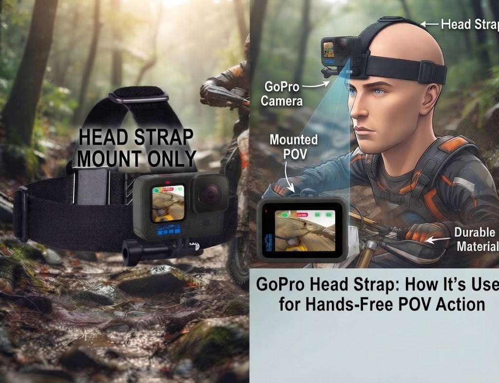 GoPro Head Strap Mount - Adjustable Elastic Head Belt for Action Cameras (Hero 11/10/9/8/7/6/5/4/3, Session & Insta360)