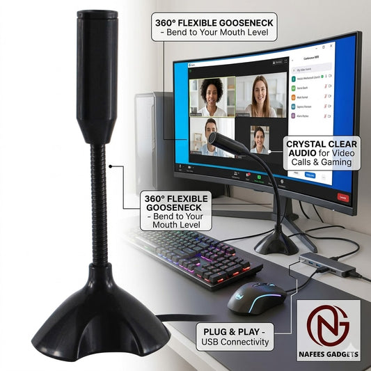 Premium Desktop Gooseneck Microphone for PC & Laptop – Clear Voice for Gaming, Streaming & Meetings