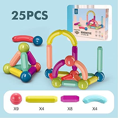 Magnetic Blocks Set Toy Magnetic Bar Constructor Building Blocks Montessori Educational Kids Toys For Children Early Educational Toys Set, Magnetic Building Sticks Kit Kids Gift for Age 3+, Recreational Building Sticks Block Set 25Pcs Set