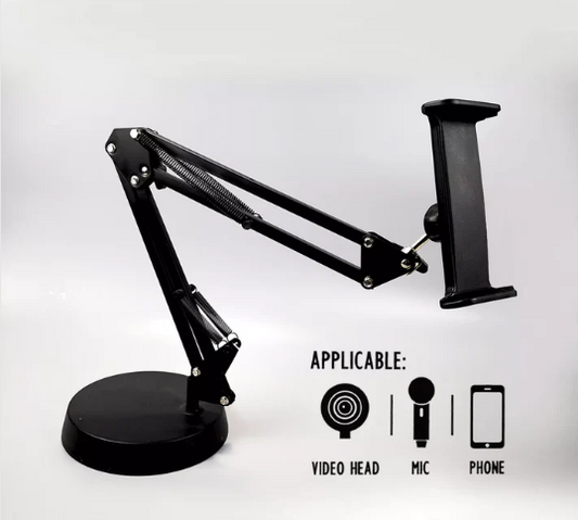 Professional Vocal Stents Desktop Video Frame & Phone Stand | Multi-functional Adjustable Suspension Boom Arm with Heavy Disc Base for Live Streaming, Vlogging & Recording