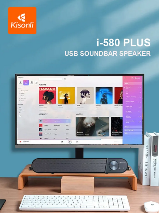 Kisonli I-580 Plus Home Theater Usb Soundbar Speaker System With Headset And Microphone Jack