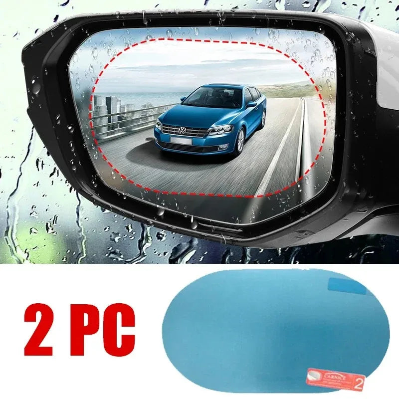 2 Pack Oval Car Rearview Mirror Protective Film Waterproof Rainproof Clear Protective Film