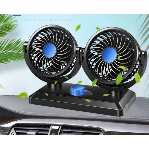 Portable Dual Head Car Fan - 360° Rotatable Dashboard Cooler