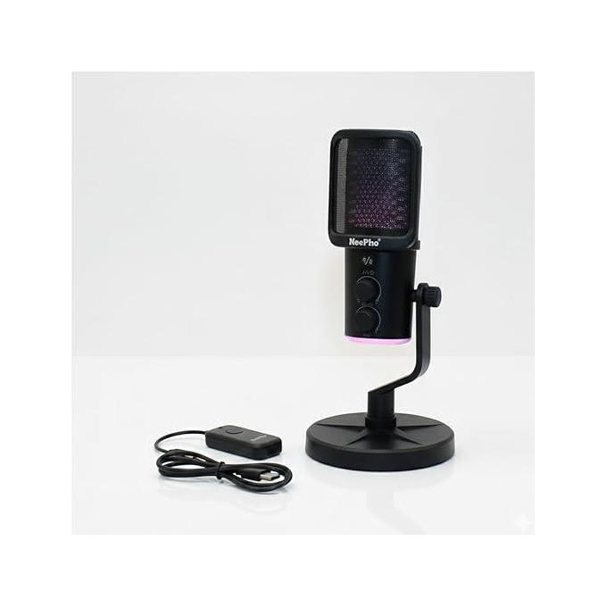 NeePho NP-M02 Wireless RGB Recording Microphone - ANC Noise Cancellation for Gaming, Podcast & Studio
