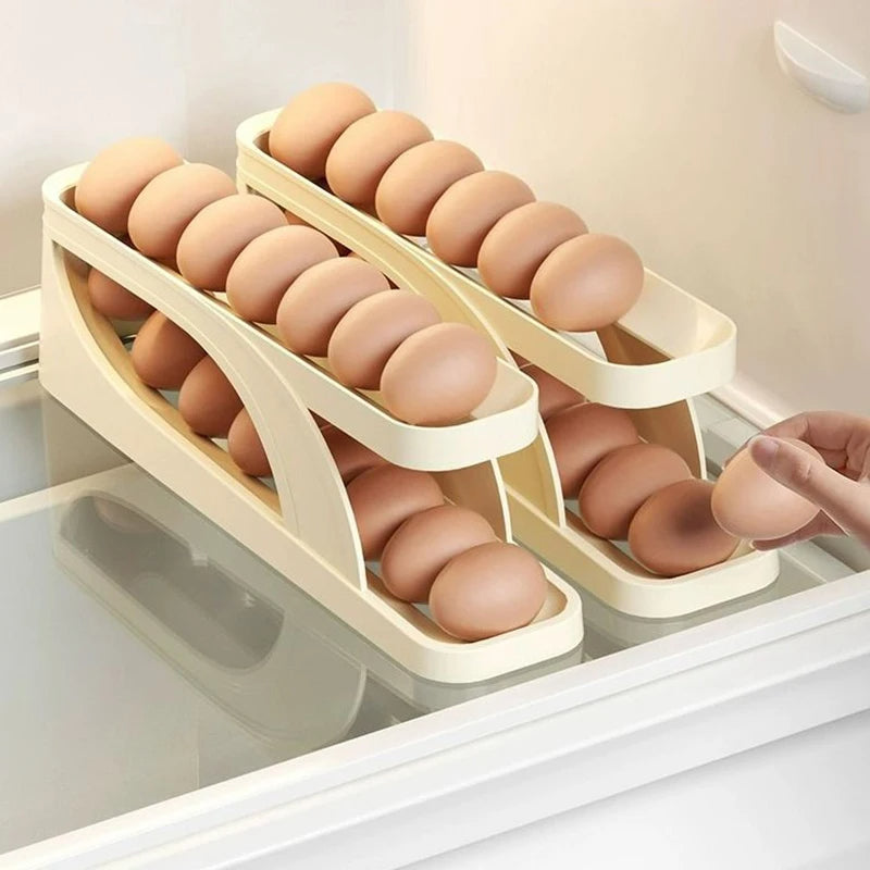 Egg Box Rolling Tray Storage Container Organizer Holder For Refrigerator Storage Case 14 Grid