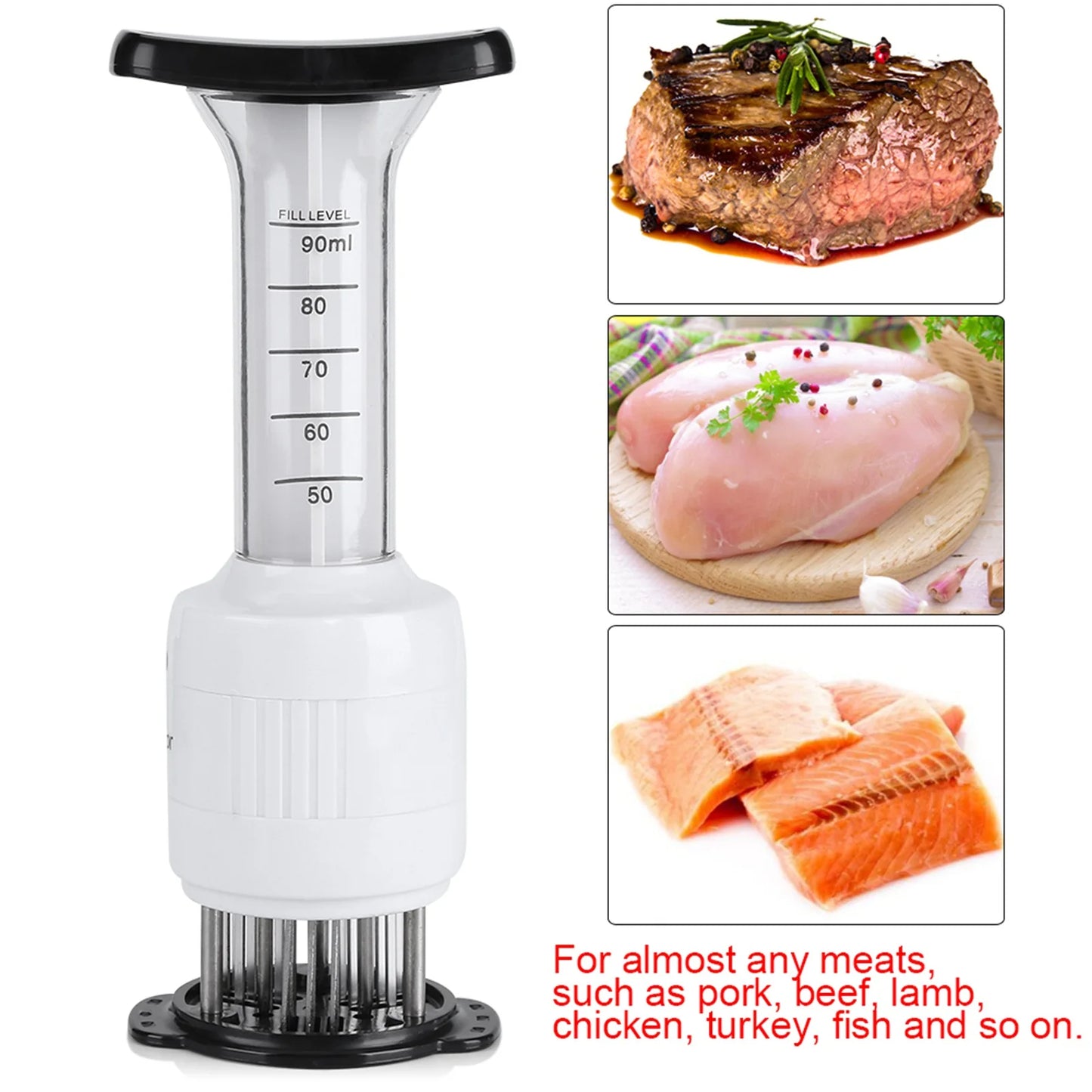 Meat Tenderizer and Marinade Flavor Sauce Injector – 2-in-1 Kitchen Tool for Juicy, Flavorful Meals