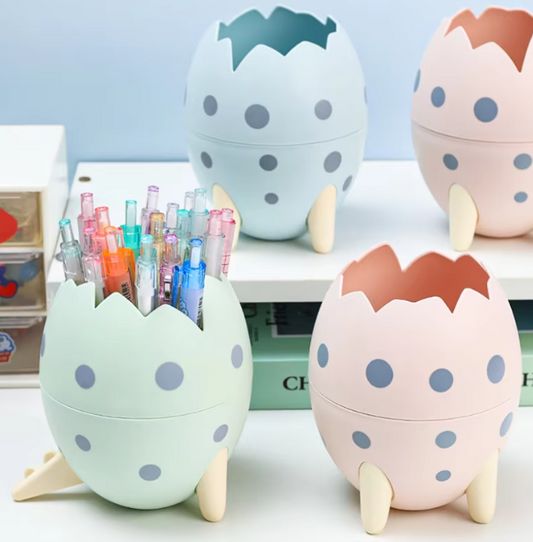 Egg Shape Plastic Pencil Holder Storage Box Desktop Organizer Pen Stand For Office & Study Table, Makeup Brush Holder, Stationary,
