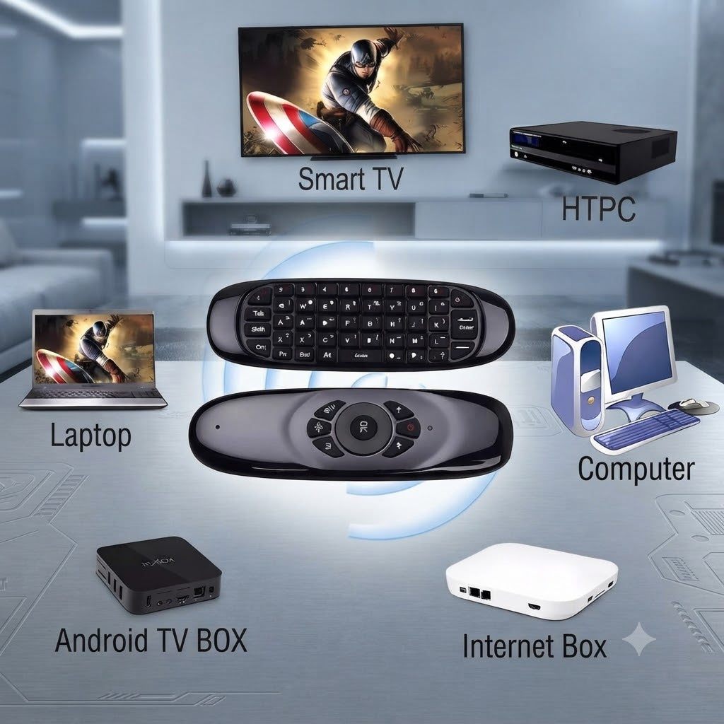 Wireless Air Mouse with QWERTY Keyboard - 2.4GHz Remote Control for Android TV Box, PC, and Smart TV