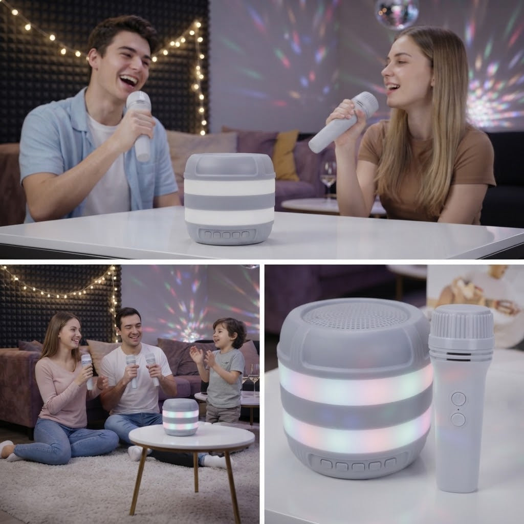 Wireless Karaoke Speaker with Dual Microphones | Portable Bluetooth Speaker & Mic Set GTS1870 2MIC 3INCH