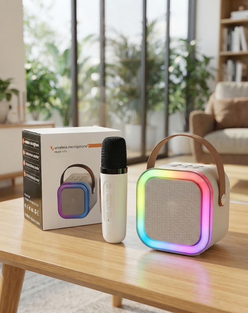 K12 Mini Karaoke Wireless Bluetooth Speaker with Mic - RGB Light