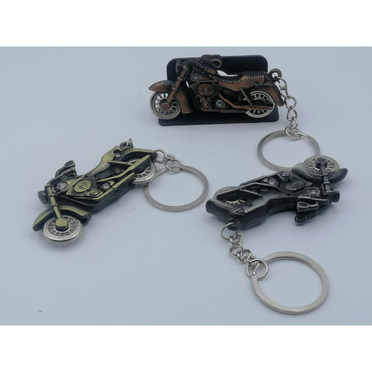 Metal Stylish Bike Shape Design Key Chain Motor Car Key Ring - Black 1Pcs
