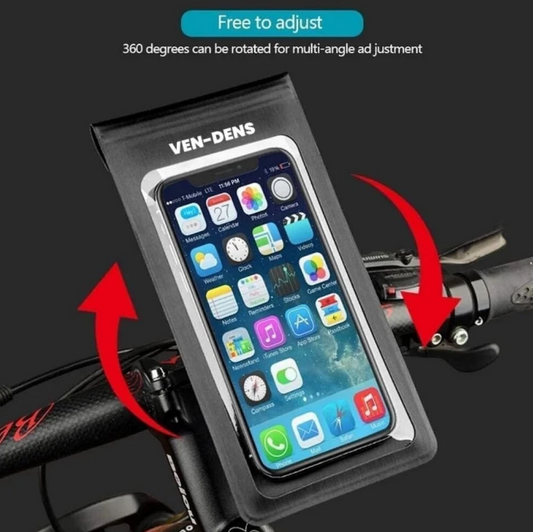 VEN-DENS Universal Waterproof Bike Phone Holder – 360° Rotation Touch Screen Mobile Mount for Cycles & Motorcycles