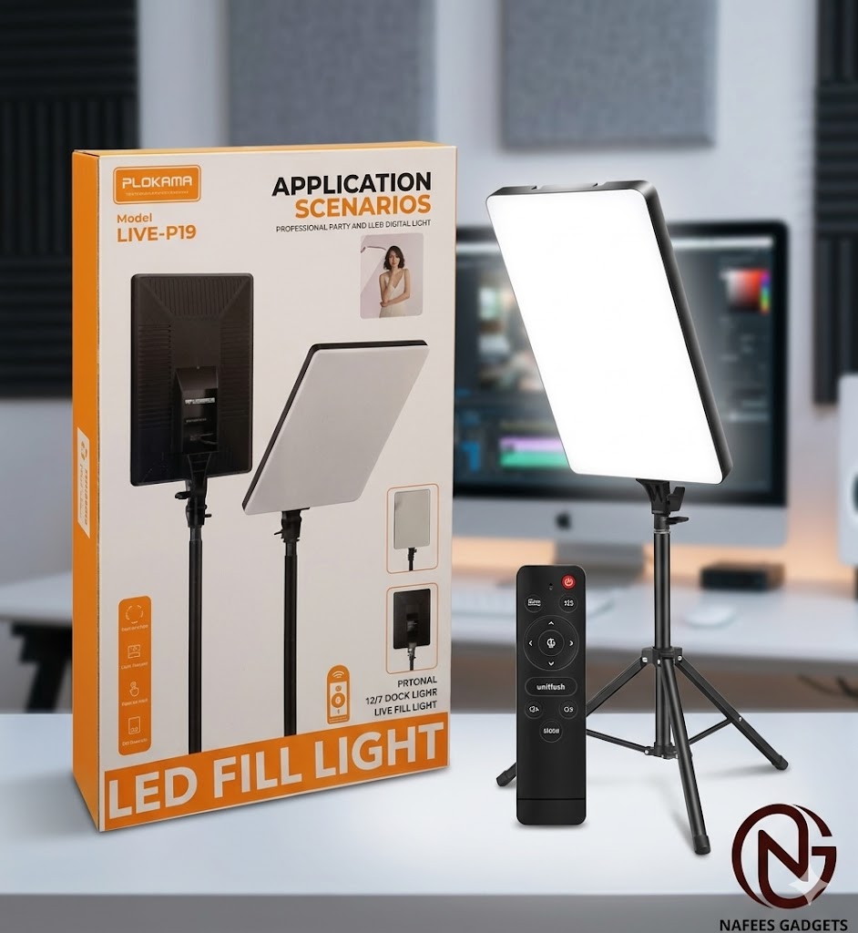 PLOKAMA LIVE-P19 Professional LED Fill Light with Remote Control – Perfect for Vlogging, YouTube, TikTok & Live Streaming