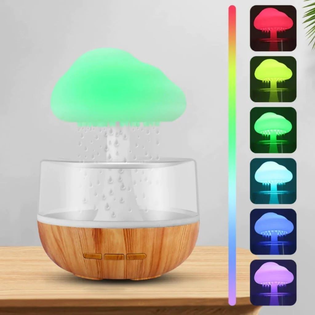 Rain Cloud Humidifier with 7 Color LED Lights - Essential Oil Diffuser