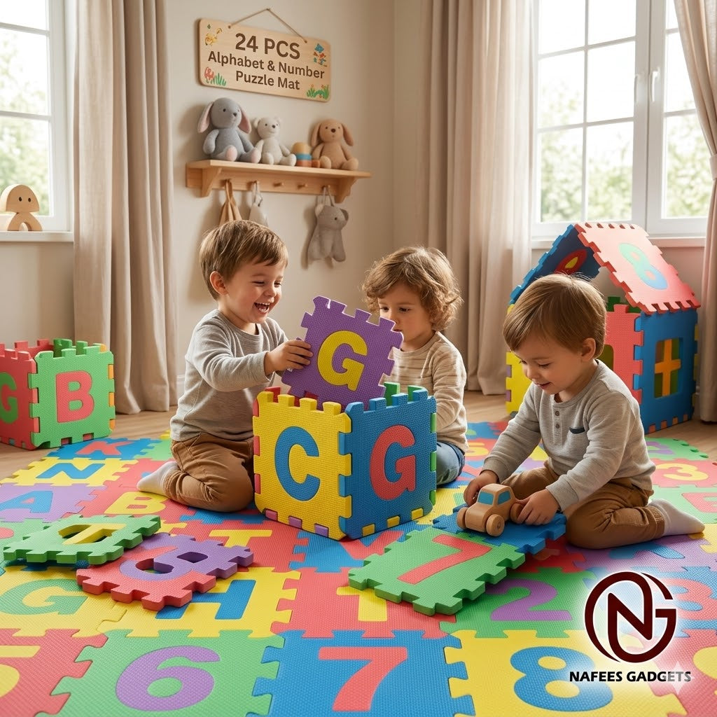 Alphabet & Number Puzzle Foam Mat | Educational Crawling Play Mat for Kids – Safe & Non-Toxic