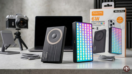 PLOKAMA MS20 Pro 6W Magnetic RGB Photography Light - Premium LED Video Light for Mobile Content Creators