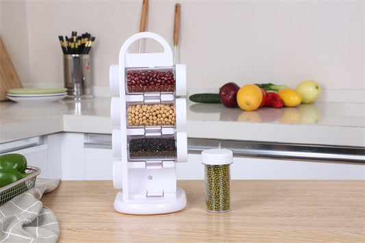 8Pcs Revolving Rotating Cabinet Spice Rack with Jar Kitchen Seasoning Storage Organizer