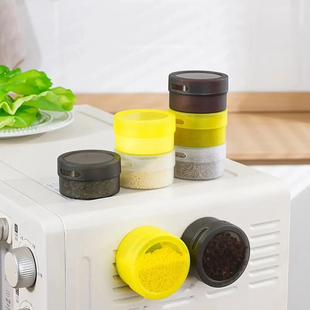 3pcs Magnetic Spice Jar Plastic Spice Container Storage Box With Transparent Lid